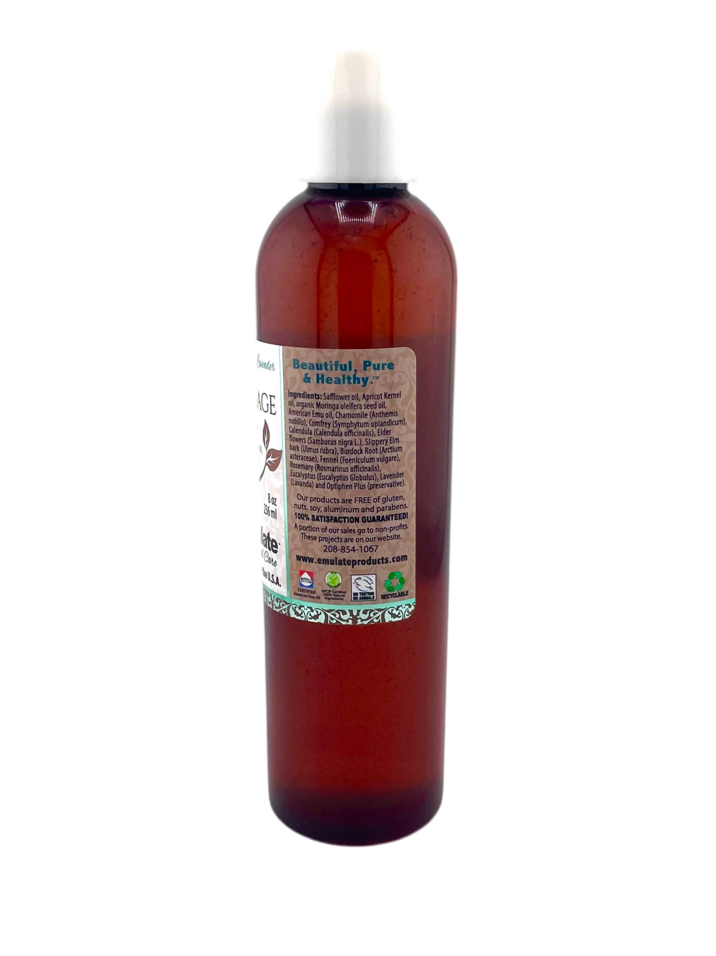 Lavender eucalyptus massage oil in an 8 ounce bottle