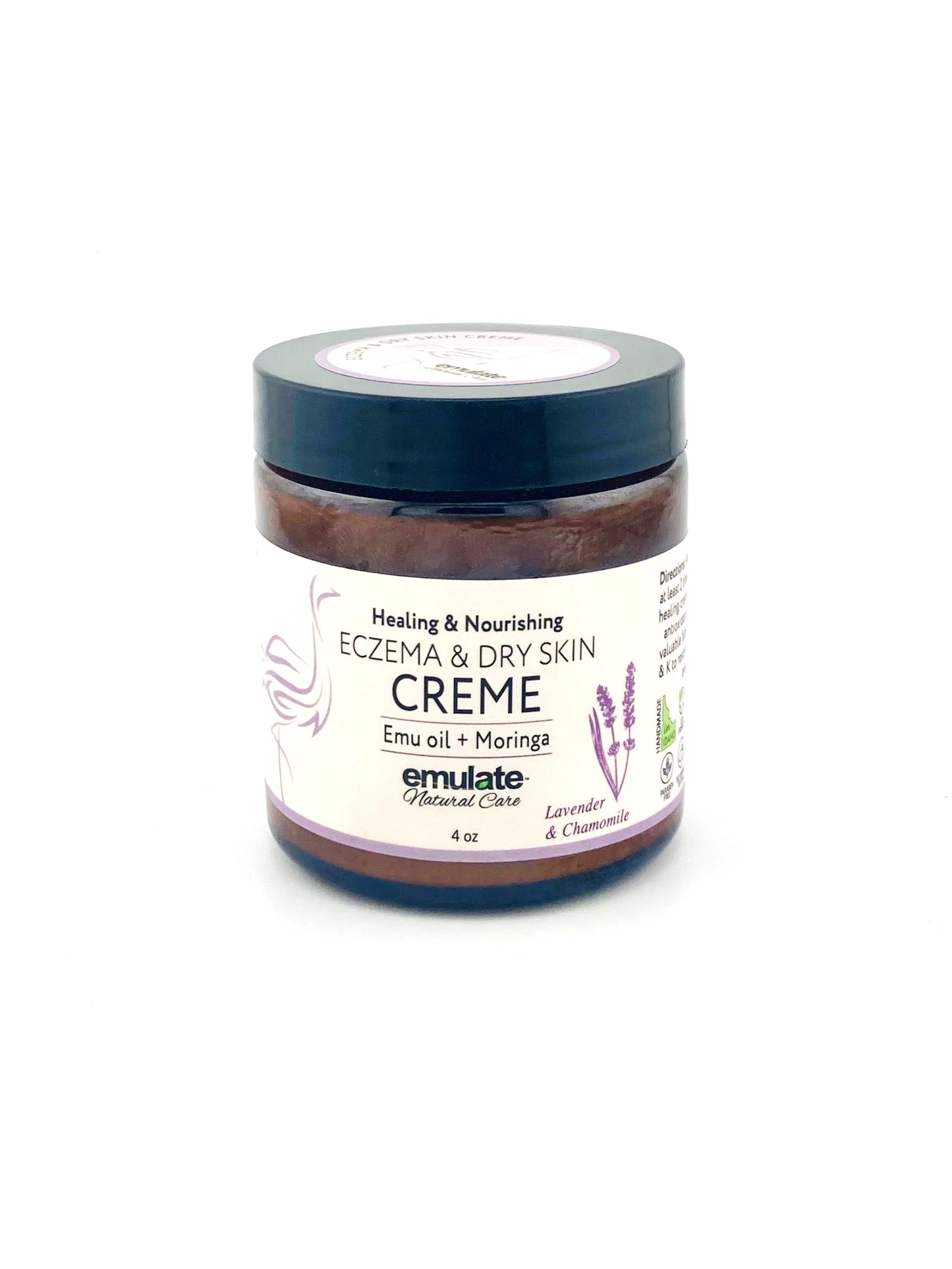 Healing and Nourishing Eczema Dry Skin Crème with Emu oil + Moringa oil; Unscented or Lavender Chamomile