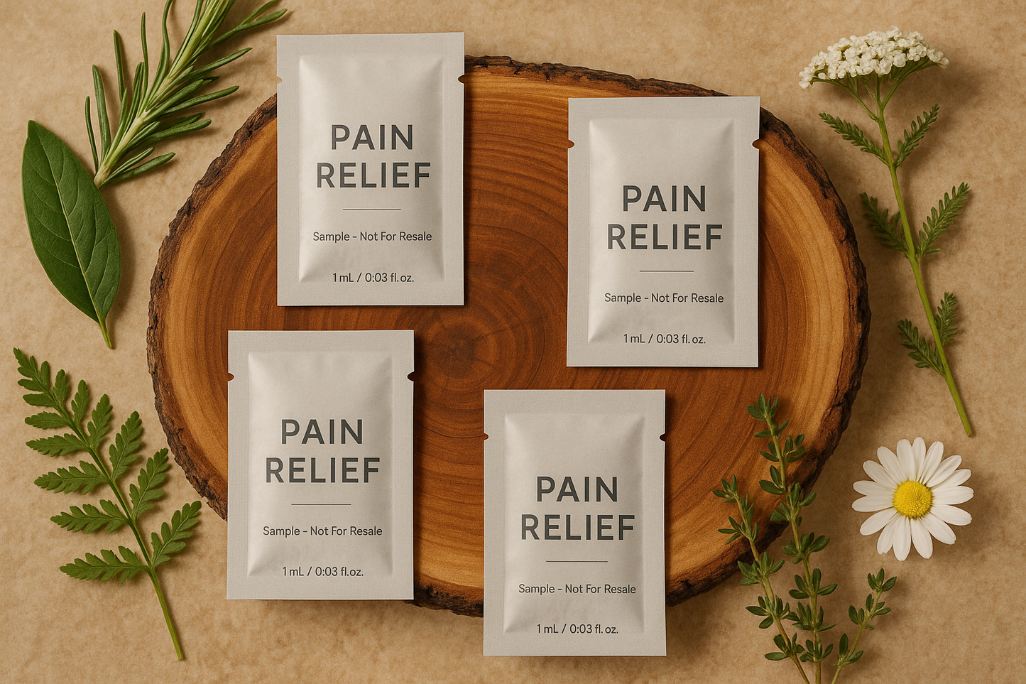 pain relief sample pouches with nature