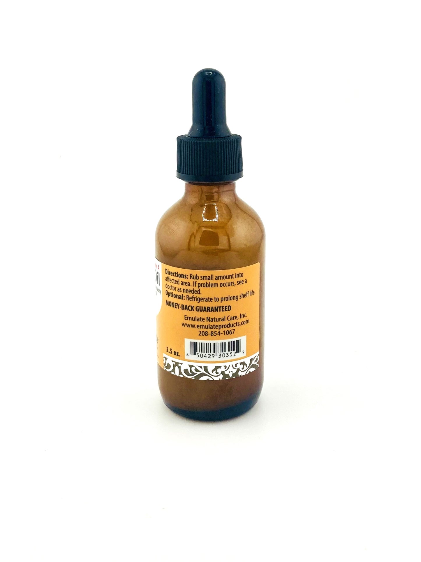 Brown glass bottle with a dropper on a white background