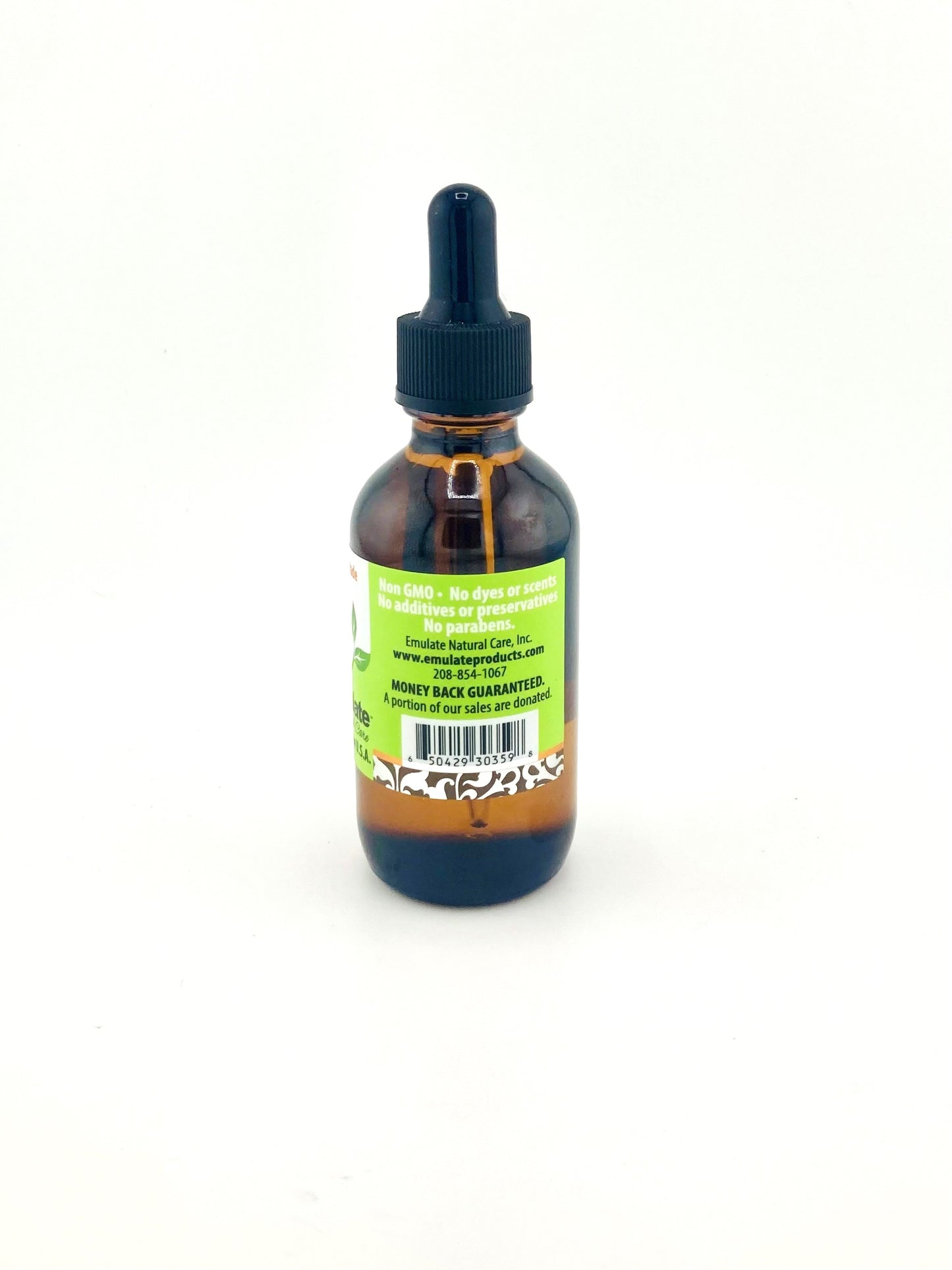 Bottle of honey with a dropper on a white background