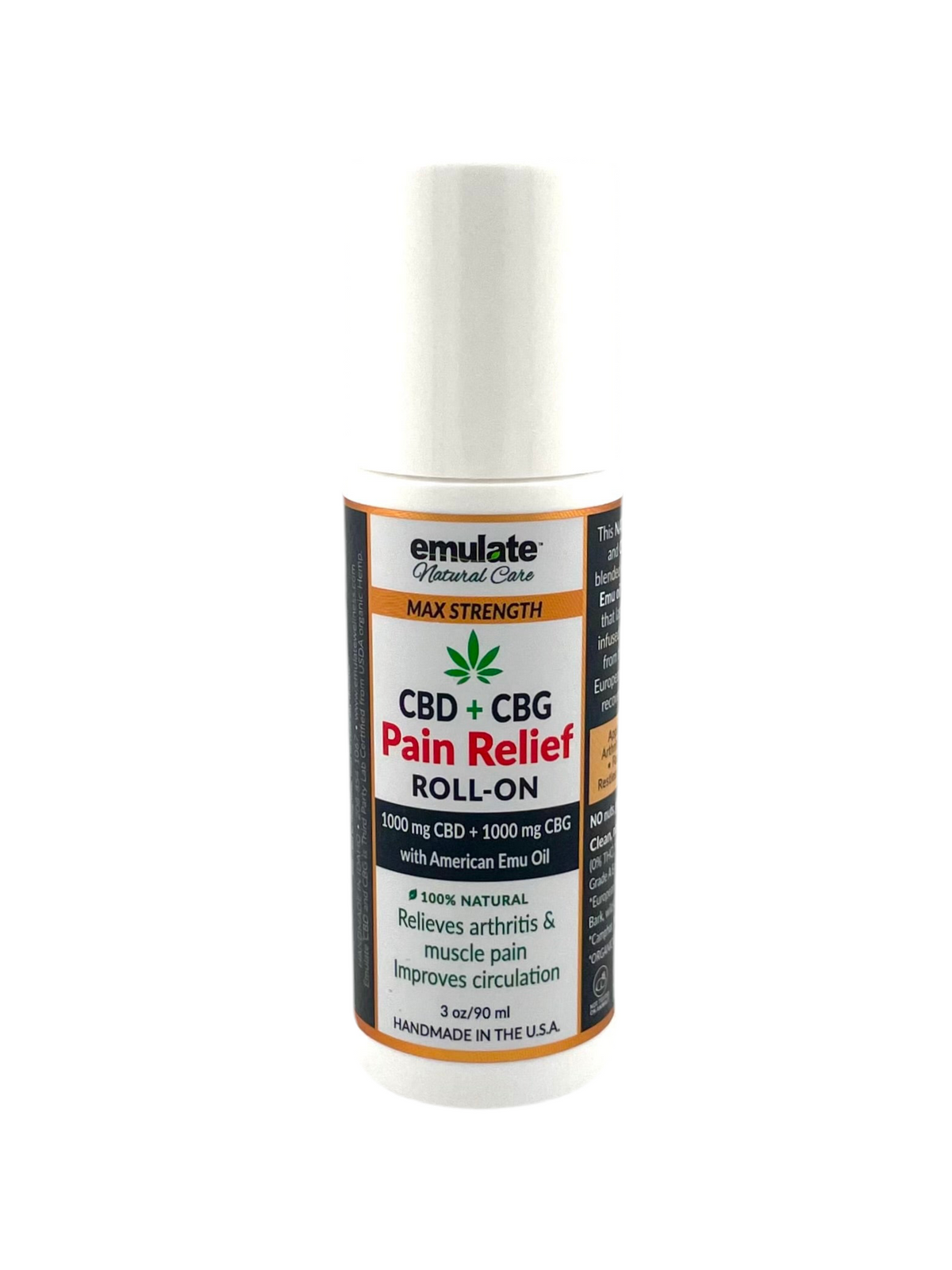 Pain Relief Roll-on with CBD+CBG & American Emu Oil - 3 oz
