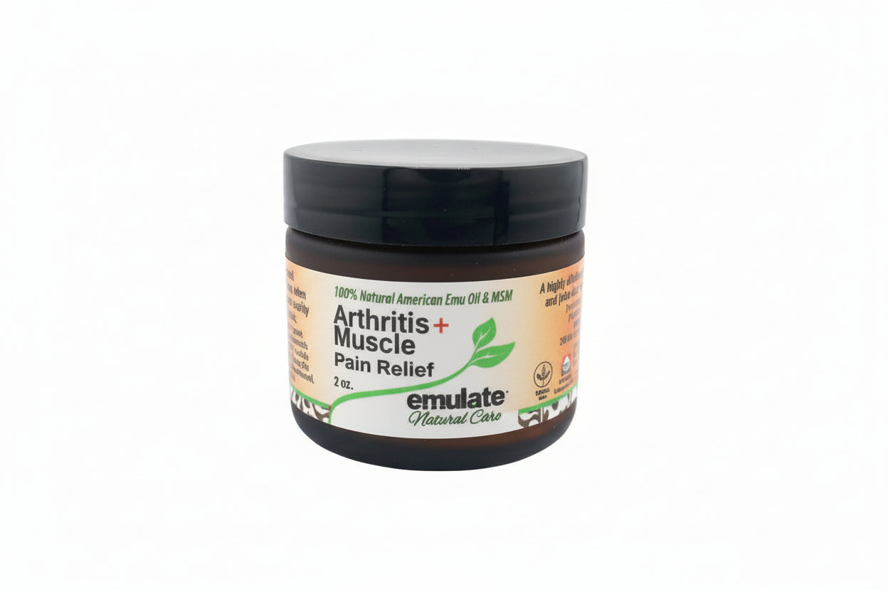 Jar of Arnica Muscle Pain Relief on a white background