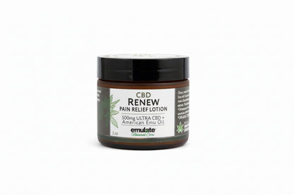 CBD Renew Pain Relief Lotion jar on a white background