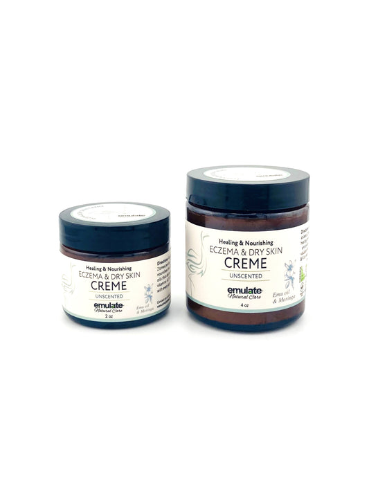 Healing and Nourishing Eczema Dry Skin Crème with Emu oil + Moringa oil; Unscented or Lavender Chamomile