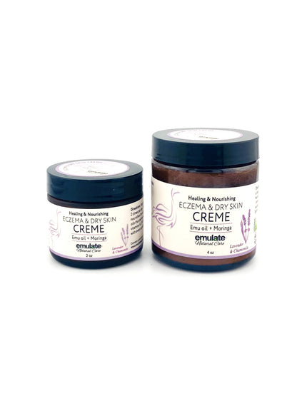 Healing and Nourishing Eczema Dry Skin Crème with Emu oil + Moringa oil; Unscented or Lavender Chamomile
