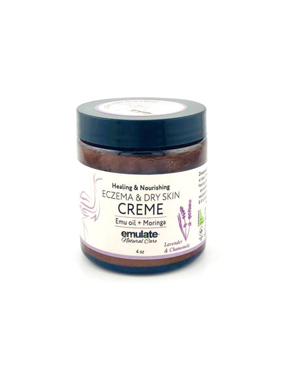Healing and Nourishing Eczema Dry Skin Crème with Emu oil + Moringa oil; Unscented or Lavender Chamomile