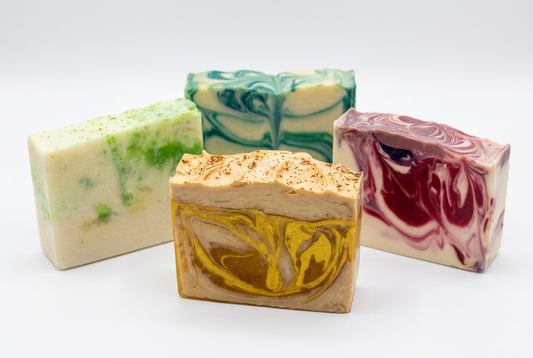 Four handmade soap bars combined into one product photo