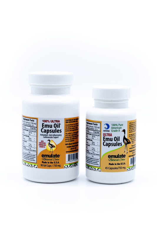 100% Pure American Emu Oil Capsules 750mg/45 ct or 90 ct